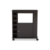 Baxton Studio RT380-OCC Ontario Dark Brown Wood Modern Dry Bar and Wine Cabinet